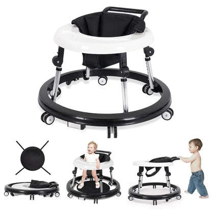 Foldable baby walker with wheels: portable, anti-rollover, and anti-fall design